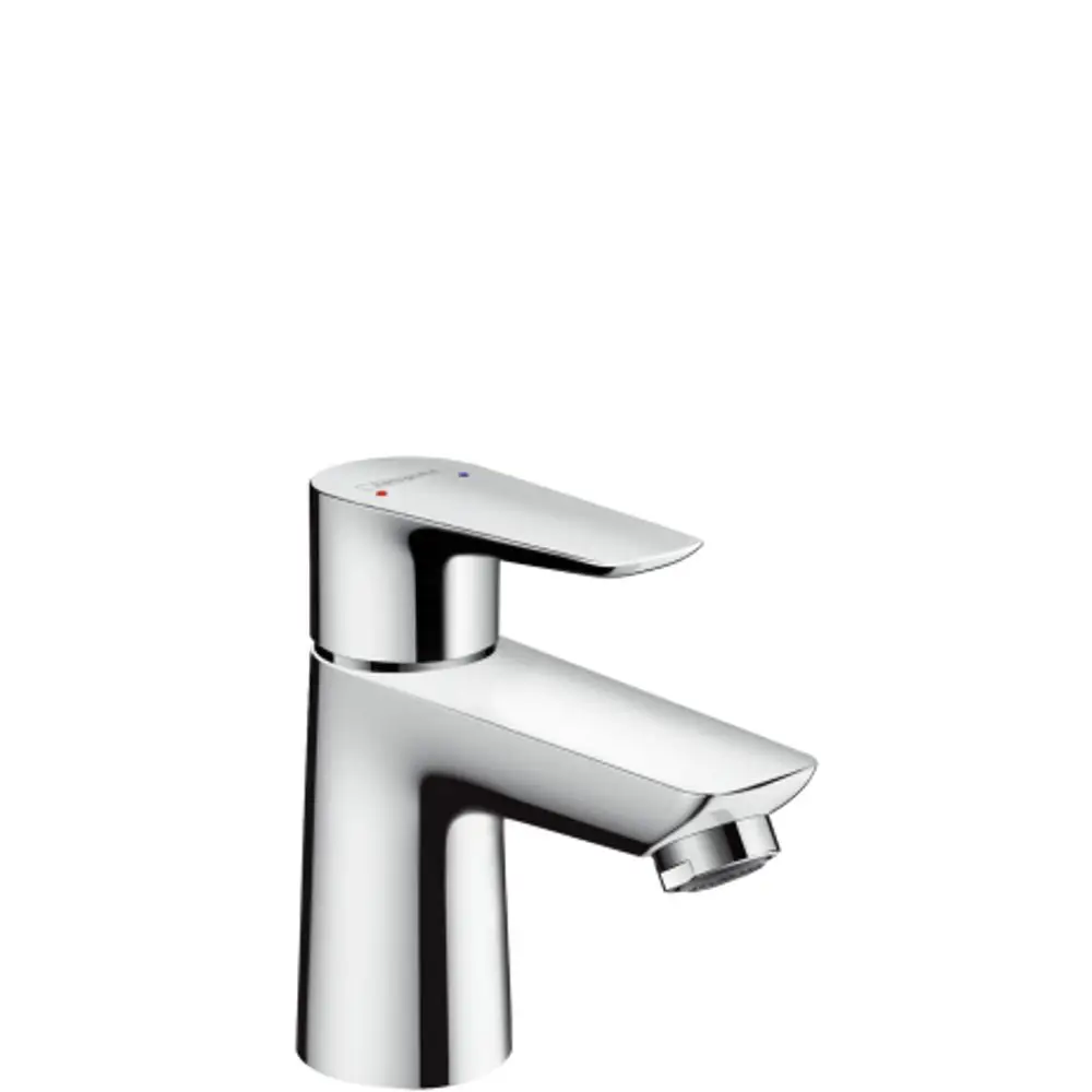 Einhebel-Waschtischmischer von Hansgrohe in verchromter Ausführung. Mit leichtem Hebel und integrierter Zugstangen-Ablaufgarnitur.